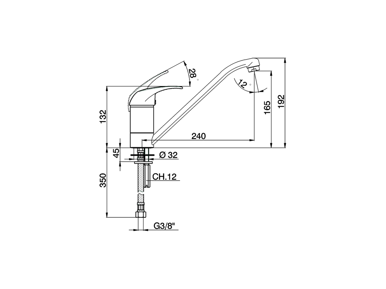 Смеситель для кухни Cisal Kitchen MA000580 схема 2