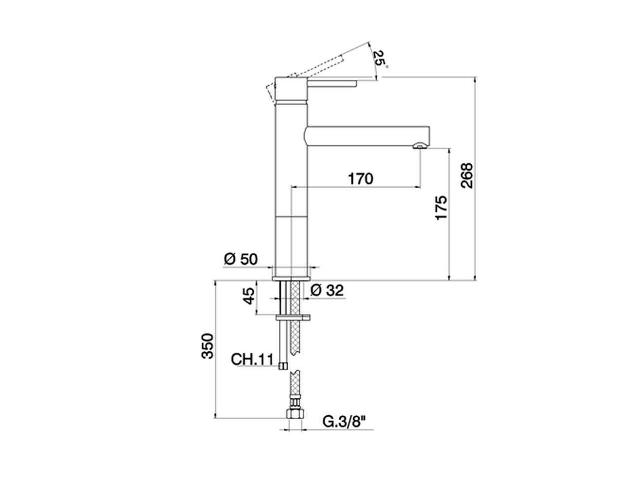 Смеситель для раковины Cisal Nuova City CV001500 схема 2