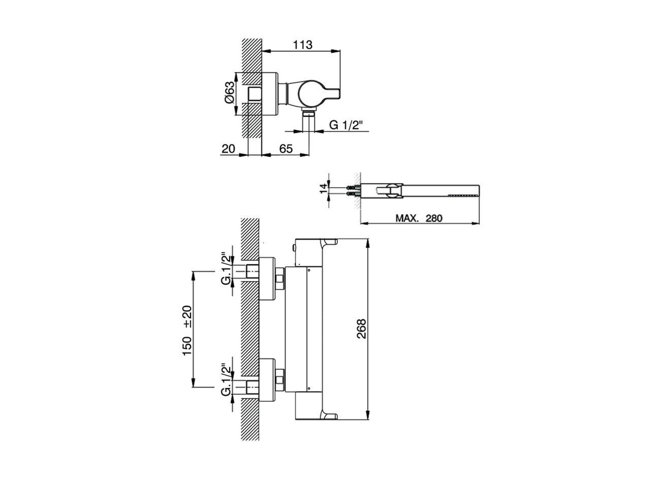 Смеситель для душа Cisal Tender C2T01010/C2D01010 схема 4