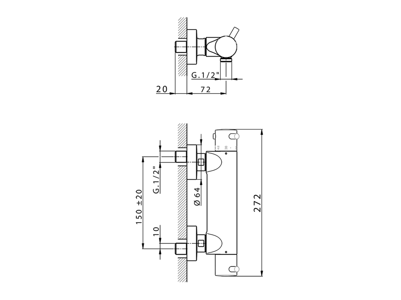 Смеситель для душа Cisal Less Minimal LNT01010 схема 2