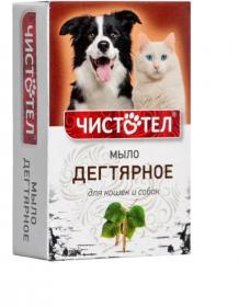 Мыло Чистотел "Дегтярное" для кошек и собак, с натуральным дегтем, 75 г