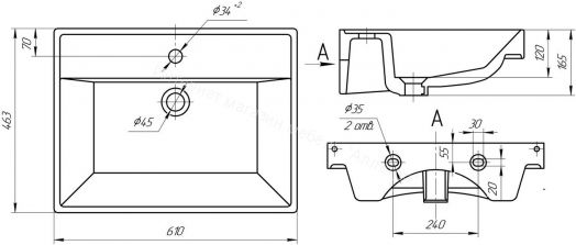 Умывальник мебельный "Енисей 60" Универсал