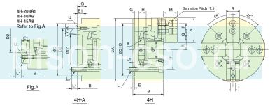 Патрон токарный Autogrip 4H-206A5 4-х кулачковый механизированный с большим проходным отверстием