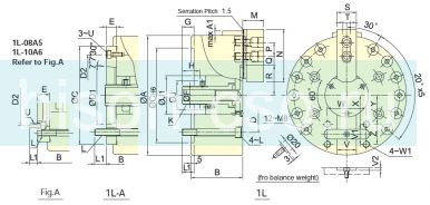 Патрон токарный Autogrip 1L-10A6 механизированный с увеличенным ходом кулачка
