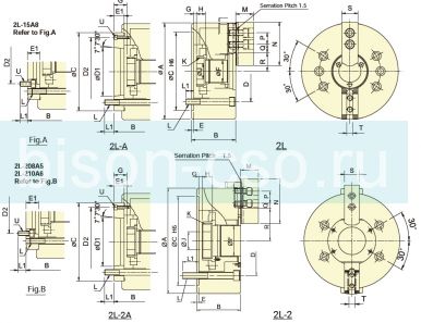 Патрон токарный Autogrip 2L-210A6 механизированный с увеличенным ходом кулачка и большим сквозным отверстием