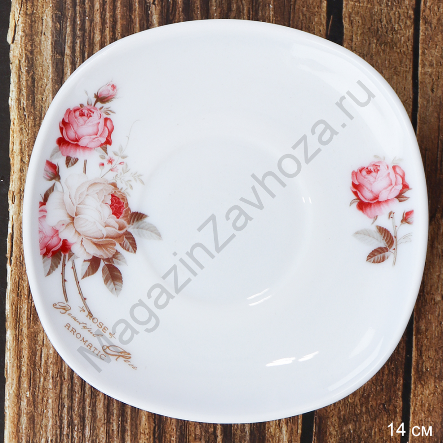 Блюдце квадратная форма/ FXB220/FBD220-6A (6916) /уп 144 / Чайная роза