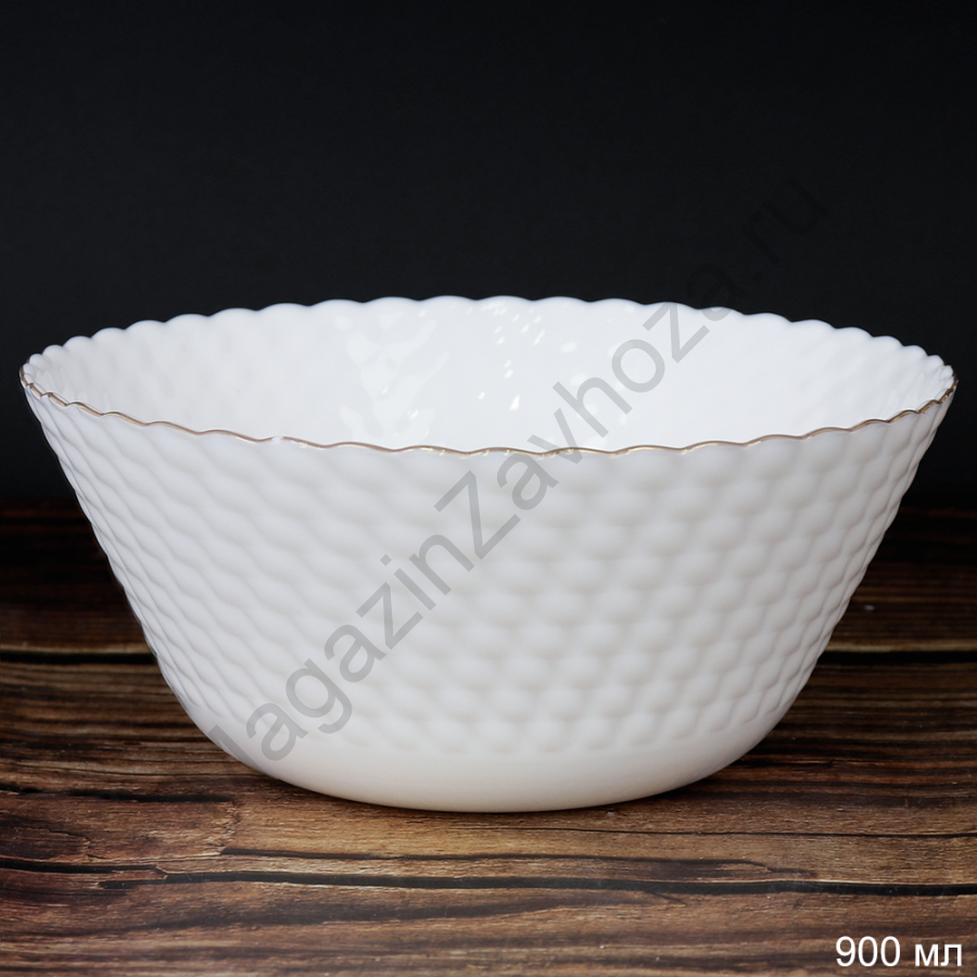 Салатник 900 мл 165 мм белый фактурный с золотом / WVWW65Q (WHITE GOLD) /уп 6/48/
