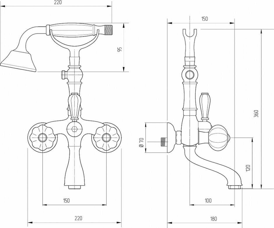 Смеситель для ванны двухвентильный Migliore Olivia ML.OLV-5802 ФОТО