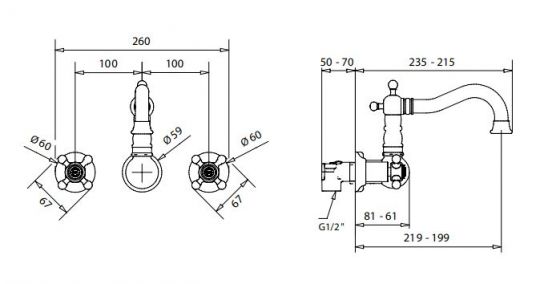 Смеситель для раковины двухвентильный Migliore Arcadia ML.ARC-8370 ФОТО