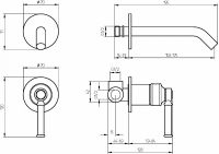 Смеситель однорычажный для раковины скрытого монтажа с ручкой из ореха Migliore Ermitage mini схема 4