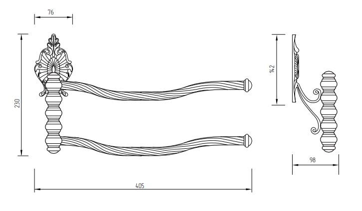 Полотенцедержатель двойной поворотный Migliore Elisabetta 170 схема 2