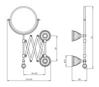Косметическое зеркало пантограф Migliore Olivia 17 схема 2