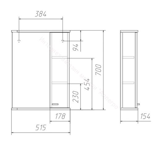 Шкаф-зеркало Радуга Черный металлик 50 левый/правый АЙСБЕРГ