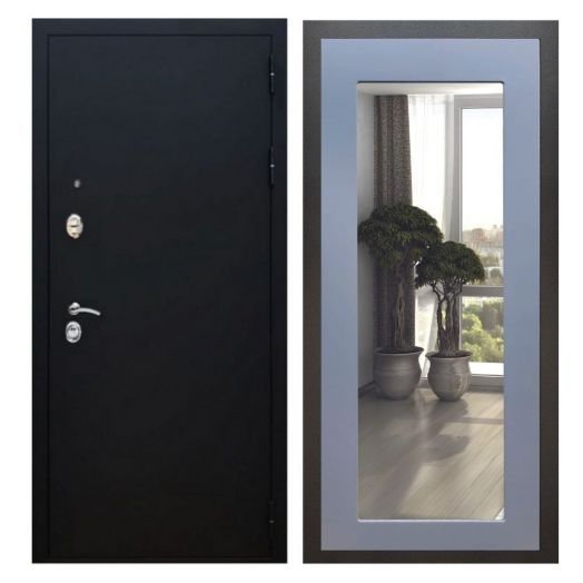 Дверь входная металлическая Great Doors H5 Черный муар Зеркало 18 Силк Титан