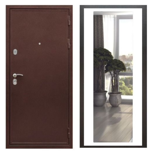 Дверь входная металлическая Great Doors H5 Антик Медь Зеркало XL Белый Софт