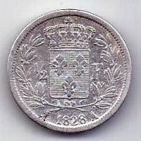 1/2 франка 1828 Франция Редкость