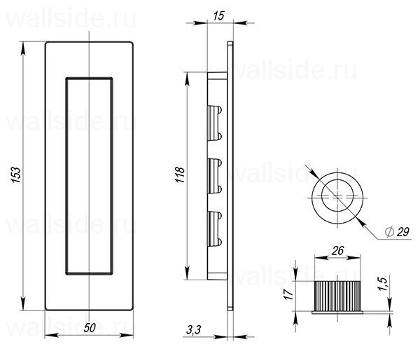 Ручка Armadillo для раздвижных дверей SH010 URB OB-13 Античная бронза