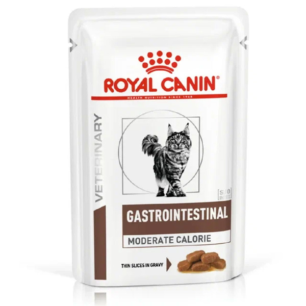 Влажный корм для кошек Royal Canin Gastro Intestinal Moderate Calorie при проблемах с ЖКТ кусочки в соусе 85 г