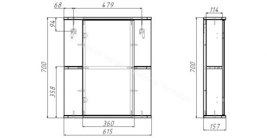 Шкаф-зеркало Норма 2-60 левый АЙСБЕРГ