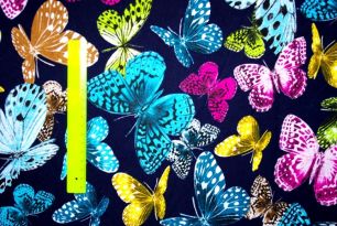 Бабочки на т.синем  кулирка Карде отрез 0,45м