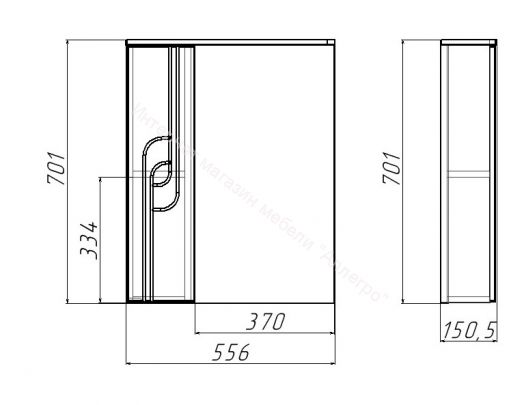 Шкаф-зеркало Лилия 55 левый АЙСБЕРГ