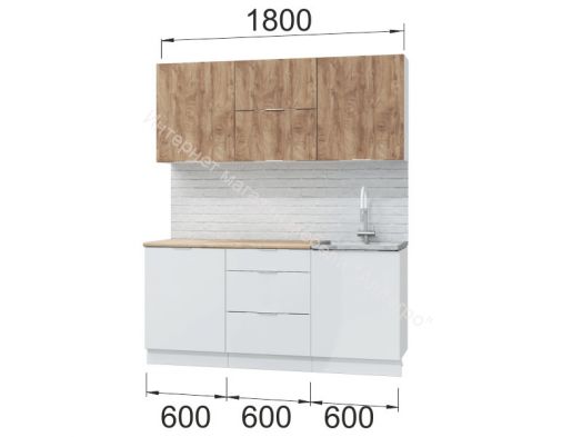 Кухонный гарнитур "Асти"  Вайт 1,8 м