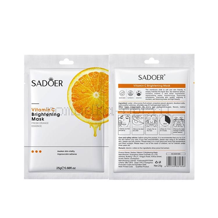 SADOER Private label organic vitamin C facial sheet mask Увлажняющая маска с витаминами