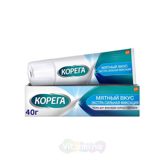 КОРЕГА Крем для фиксации зубных протезов, экстра сильный мятный