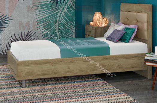 Кровать КР-2855 (0,9 м х 1,9 м) с мягким изголовьем Мелисса