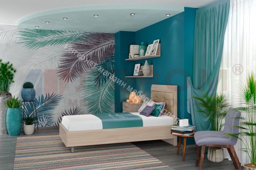 Кровать КР-2855 (0,9 м х 1,9 м) с мягким изголовьем Мелисса