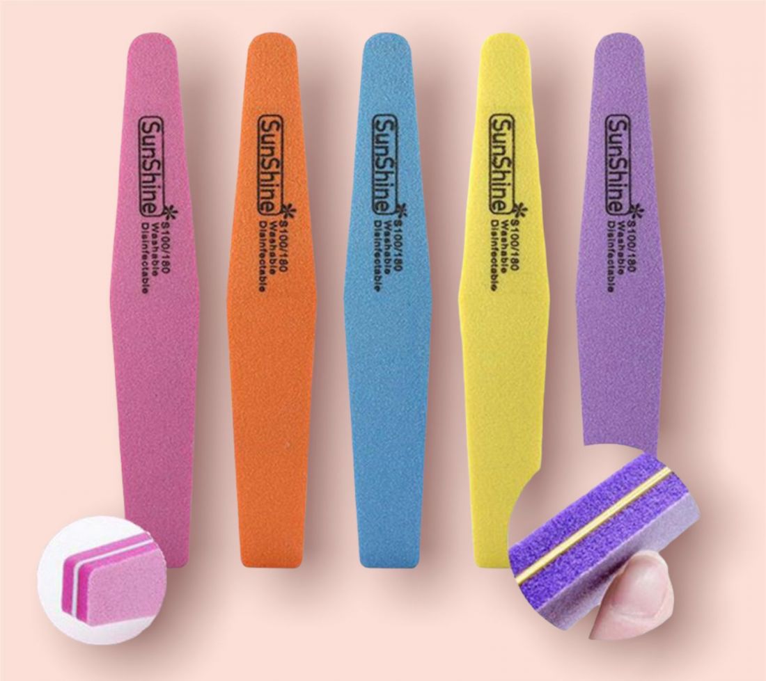 Бафы цветные SunShine 100/180 гритт, набор 5 штук