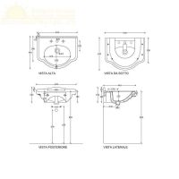 Раковина Galassia Ethos 8432 с 3 отверстиями и переливом 65x44 схема 2