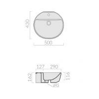 Раковина Galassia M2 5200 с 1 отверстием и переливом 50x43 схема 2