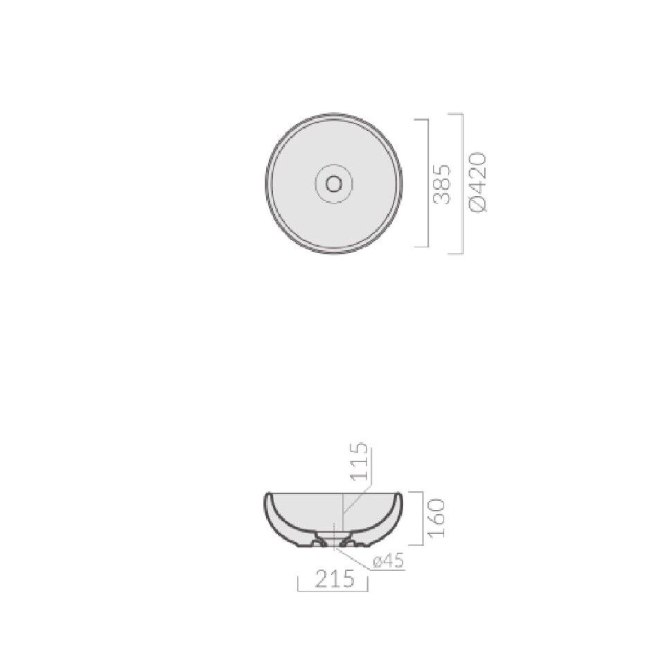 Круглая раковина Galassia Ergo 7105 42 см схема 2