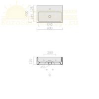 Раковина Galassia Plus Design без отверстий с переливом 60x40 6032 схема 6