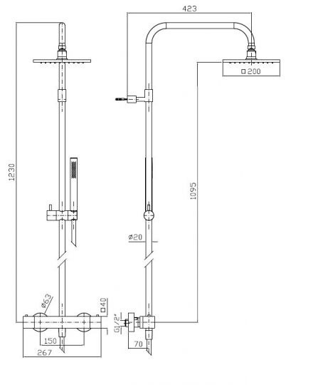 Душевая система Zucchetti Colonne doccia ZT8768 с термостатом схема 2