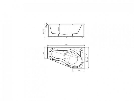 Асимметричная акриловая ванна на каркасе Акватек Медея 170х95 ФОТО