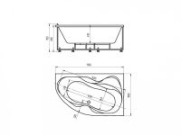 Акриловая ванна Акватек Вега 170х105 с гидромассажем схема 3