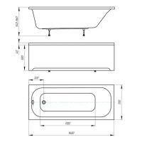Пристенная ванна Акватек Лугано с каркасом 160х70 схема 2