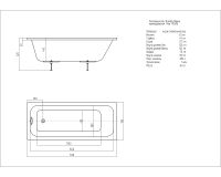 Пристенная прямоугольная ванна из акрила Акватек Мия 175х70 схема 2