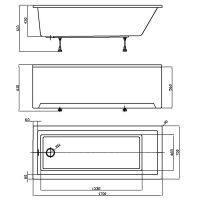 Прямоугольная пристенная ванна Акватек София с экраном 170х70 схема 2