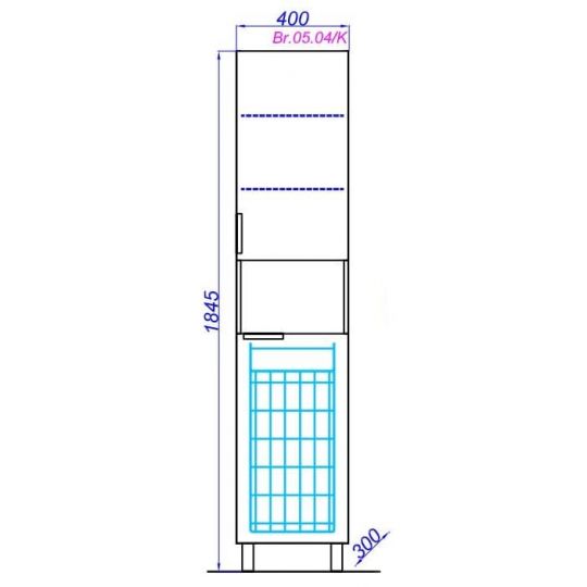Напольный шкаф-пенал Aqwella Бриг с бельевой корзиной 40x30 схема 2