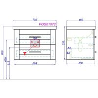 Тумба под раковину с 2 ящиками Aqwella Фостер 70х40 подвесная схема 2
