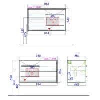 Тумба под раковину Aqwella Майами 90х45 схема 2