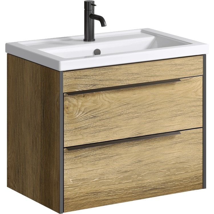 Изображение Подвесная тумба с раковиной Aqwella Fargo дуб балтийский 71х60,7