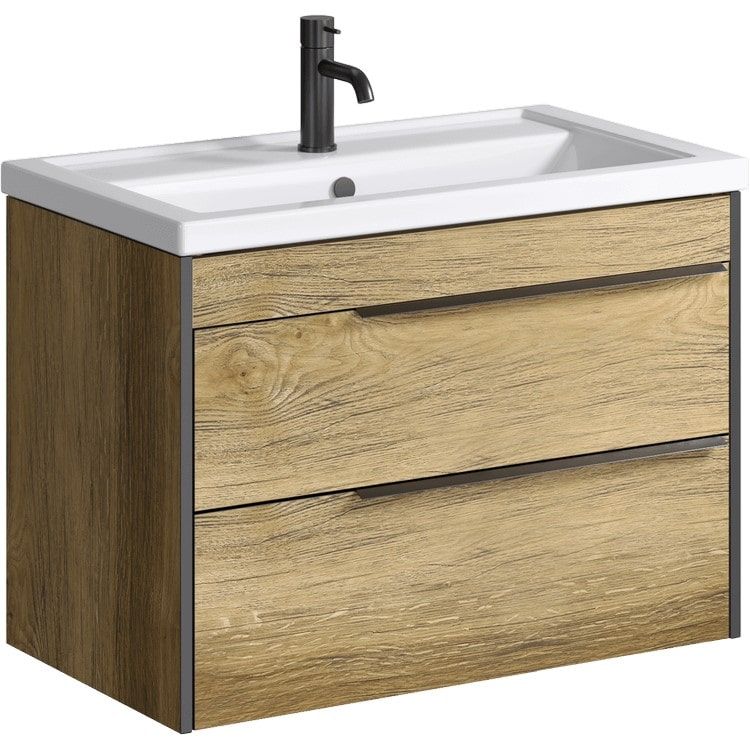 Изображение Тумба с раковиной подвесная Aqwella Fargo дуб балтийский 81х60,7