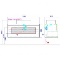 Подвесная тумба Aqwella Mobi с двумя накладными раковинами 120х50 схема 2