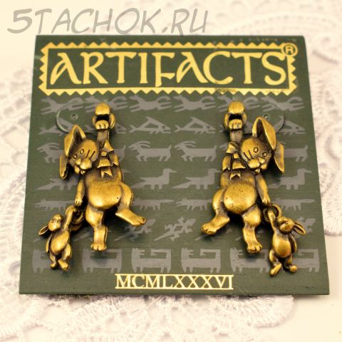 Серьги "Зайка с зайчонком" (JJ США)