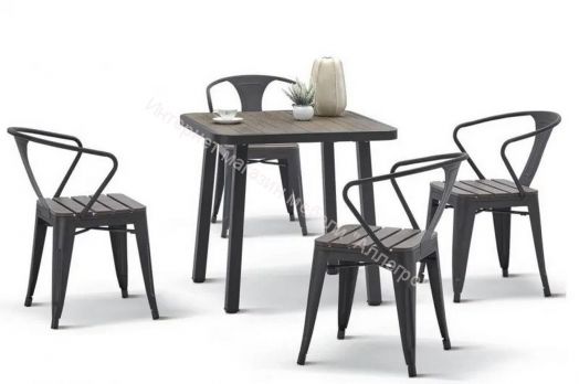 Стол PT 846-1 (800х800) Темно-коричневый со стеклом, рolywood