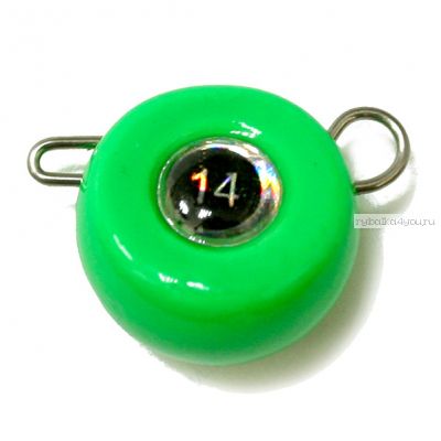 Груз крашеный Мормыш разборная чебурашка Таблетка 20 гр / 10 шт. в упаковке / цвет: 07 зеленый